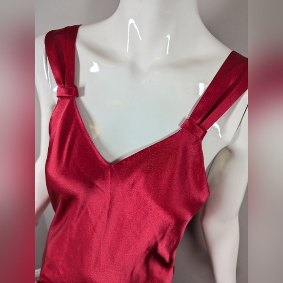 Victoria’s Secret Gold Label Red Satin Slip Dress – Ruffle Side Detail Sz S - Picture 3 of 8